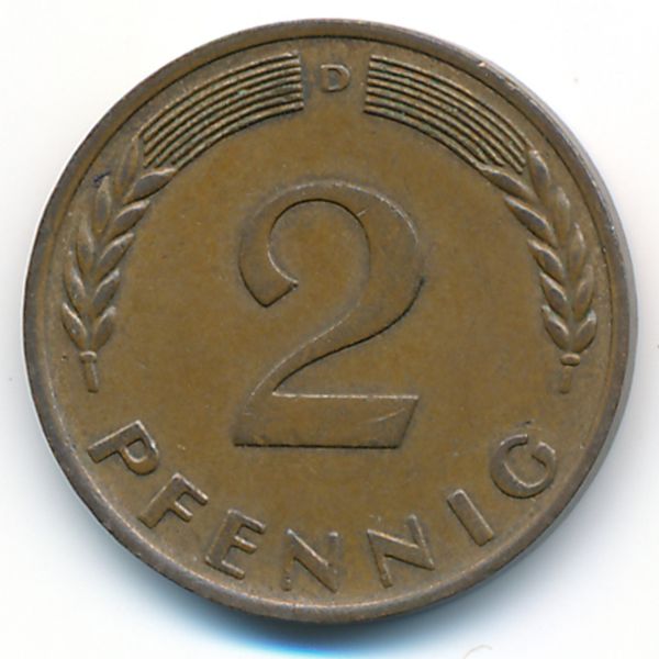 ФРГ, 2 пфеннига (1967 г.)