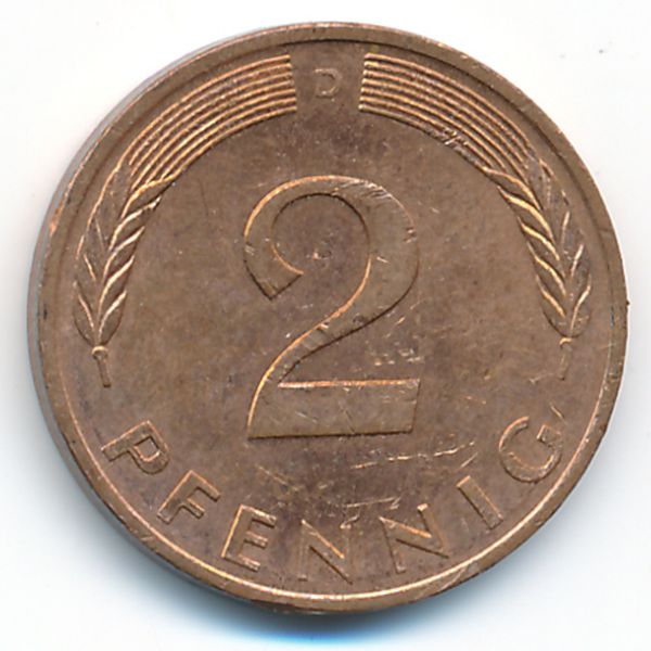 ФРГ, 2 пфеннига (1989 г.)