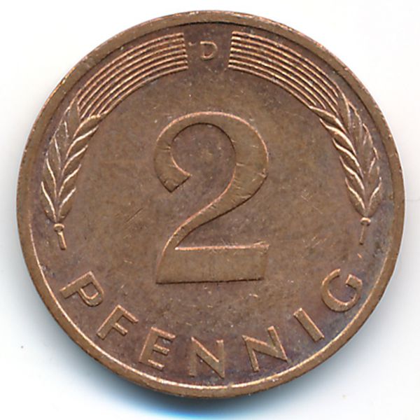 ФРГ, 2 пфеннига (1989 г.)