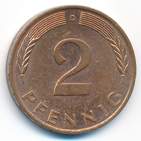 ФРГ, 2 пфеннига (1992 г.)