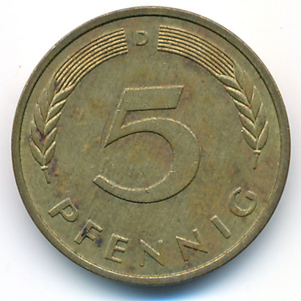 ФРГ, 5 пфеннигов (1977 г.)