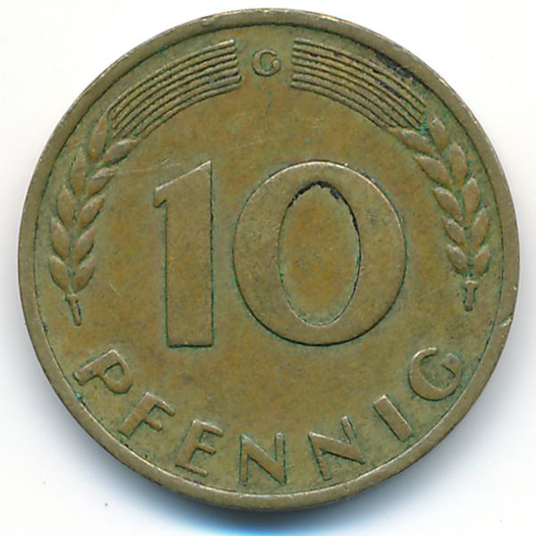 ФРГ, 10 пфеннигов (1966 г.)