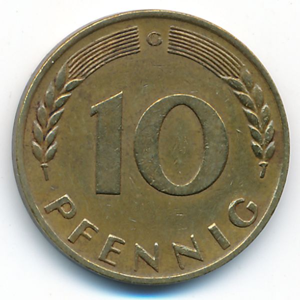 ФРГ, 10 пфеннигов (1968 г.)