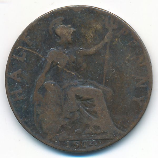 Великобритания, 1/2 пенни (1914 г.)