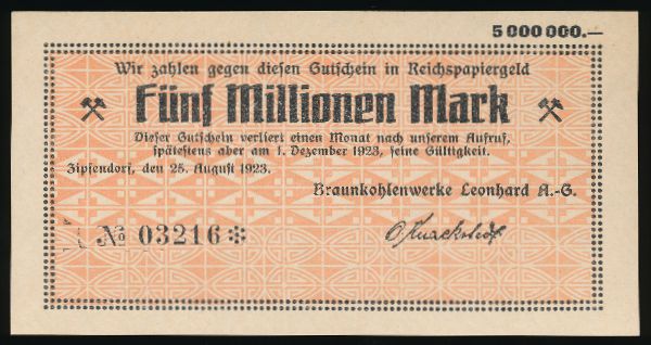 Цапфендорф., 5000000 марок (1923 г.)