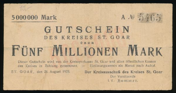 Санкт-Гоар., 5000000 марок (1923 г.)