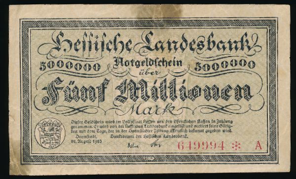 Дармштадт., 5000000 марок (1923 г.)