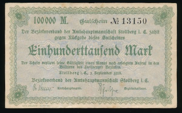 Штольберг., 100000 марок (1923 г.)