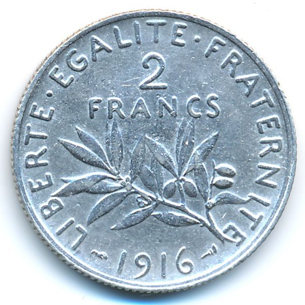 Франция, 2 франка (1916 г.)