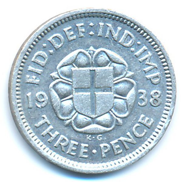 Великобритания, 3 пенса (1938 г.)