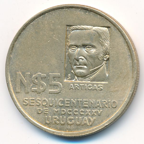 Уругвай, 5 новых песо (1975 г.)