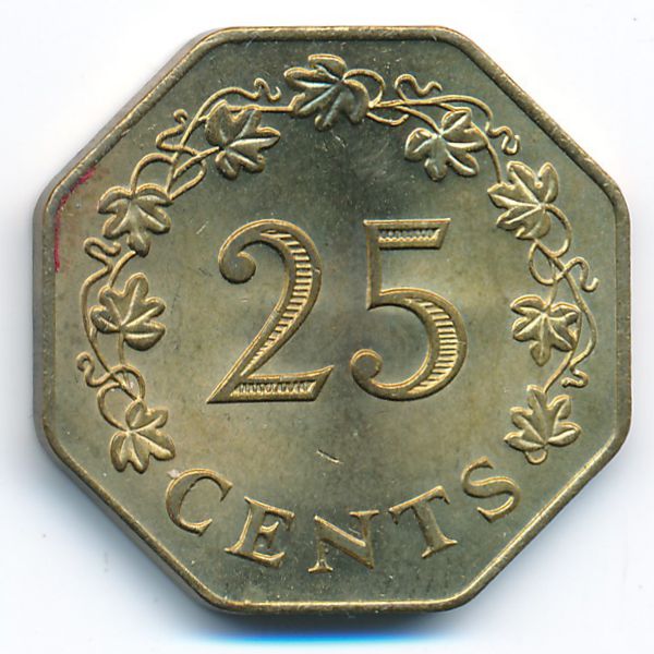 Мальта, 25 центов (1975 г.)