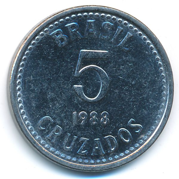 Бразилия, 5 крузадо (1988 г.)