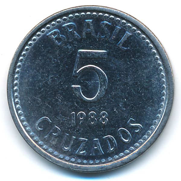 Бразилия, 5 крузадо (1988 г.)