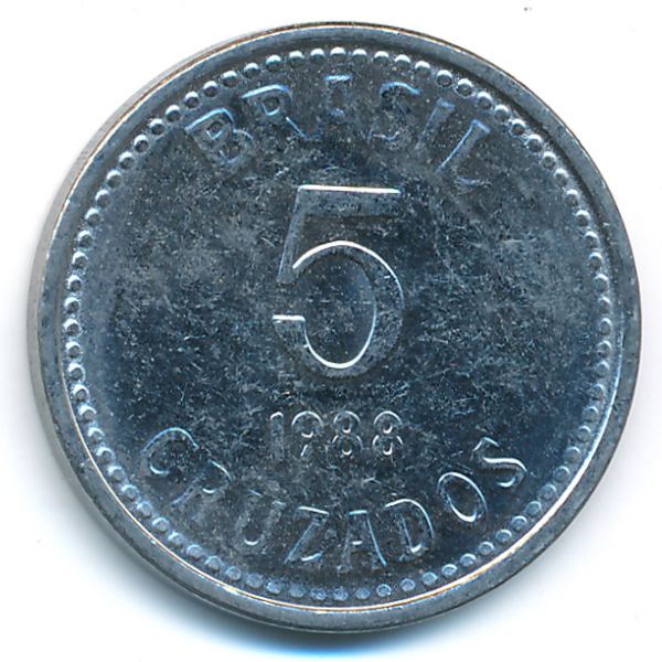 Бразилия, 5 крузадо (1988 г.)