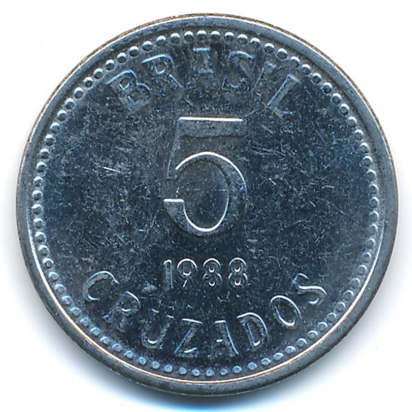 Бразилия, 5 крузадо (1988 г.)