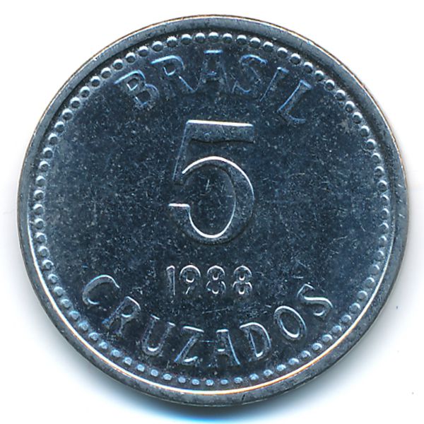Бразилия, 5 крузадо (1988 г.)