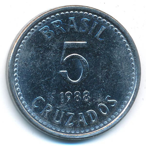 Бразилия, 5 крузадо (1988 г.)
