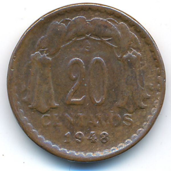 Чили, 20 сентаво (1948 г.)