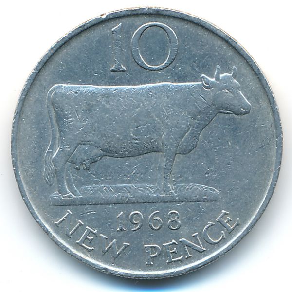 Гернси, 10 новых пенсов (1968 г.)