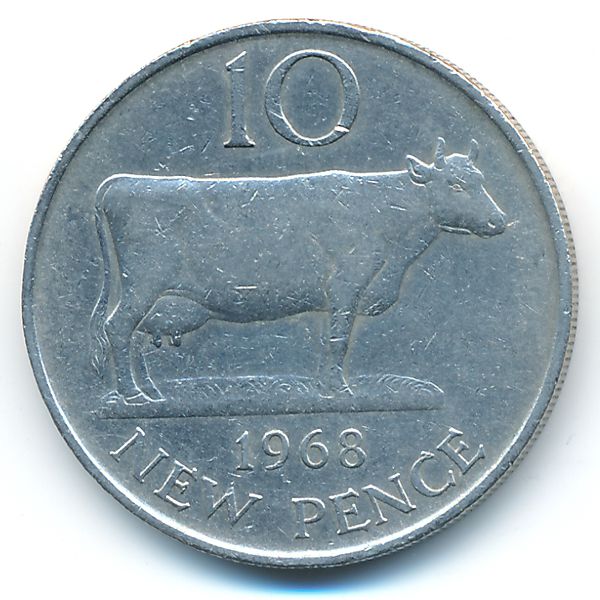 Гернси, 10 новых пенсов (1968 г.)