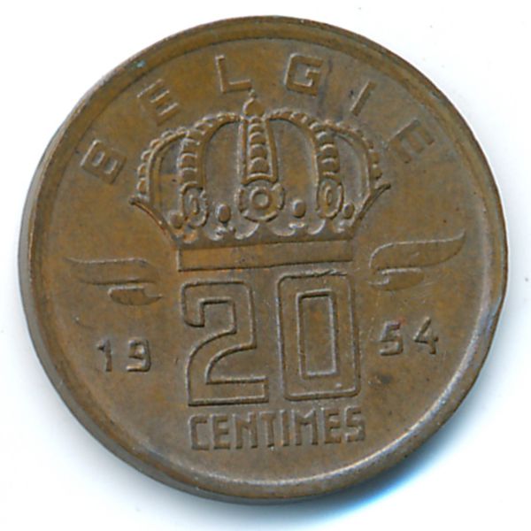 Бельгия, 20 сентим (1954 г.)