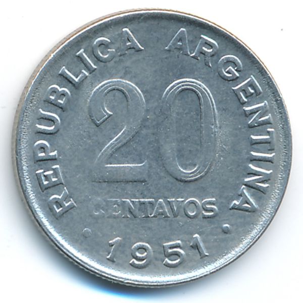 Аргентина, 20 сентаво (1951 г.)