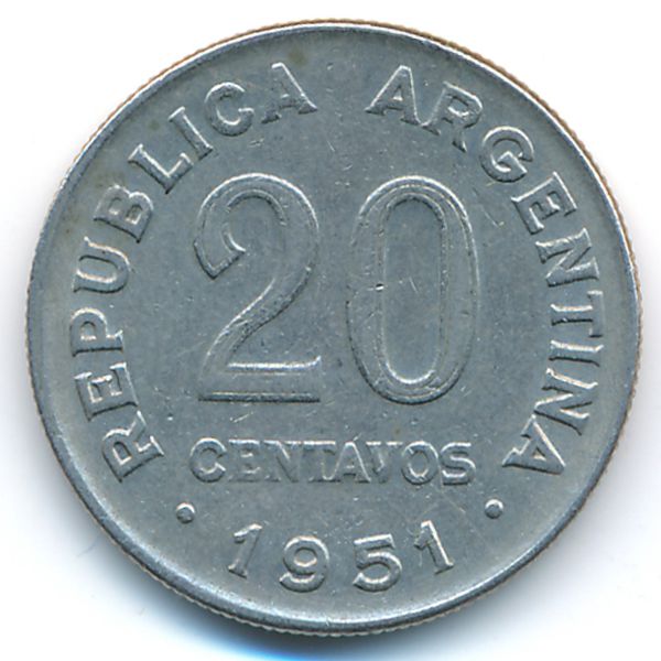 Аргентина, 20 сентаво (1951 г.)