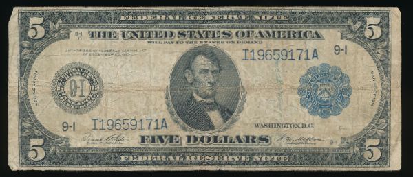 США, 5 долларов (1914 г.)