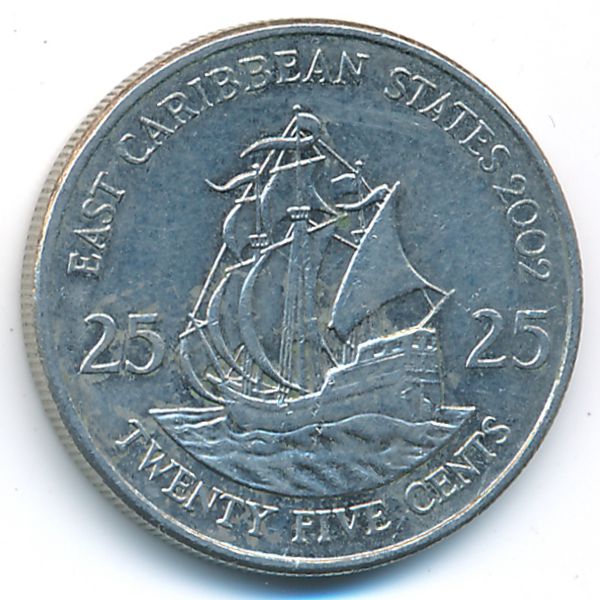 Восточные Карибы, 25 центов (2002 г.)