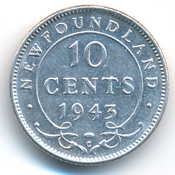 Ньюфаундленд, 10 центов (1943 г.)