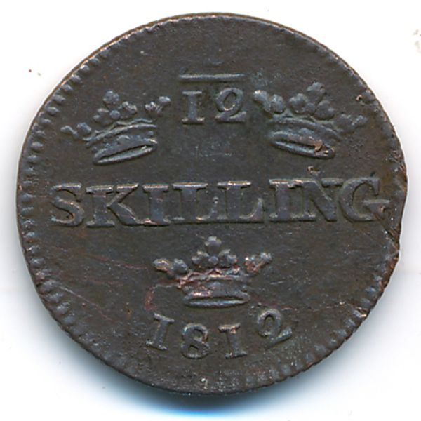 Швеция, 1/12 скиллинга (1812 г.)