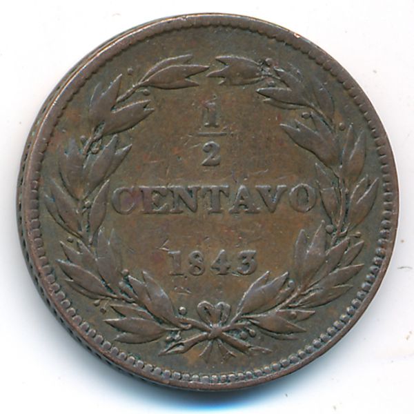 Венесуэла, 1/2 сентаво (1843 г.)