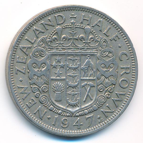 Новая Зеландия, 1/2 кроны (1947 г.)