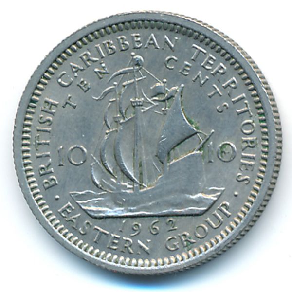 Восточные Карибы, 10 центов (1962 г.)