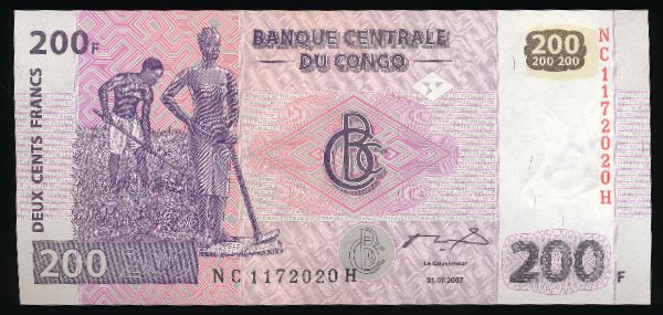 Конго, 200 франков (2007 г.)