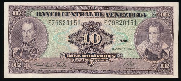 Венесуэла, 10 боливар (1986 г.)