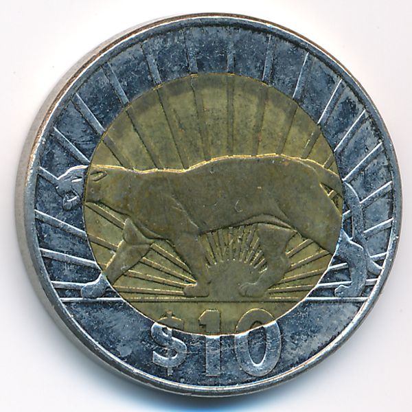 Уругвай, 10 песо (2015 г.)