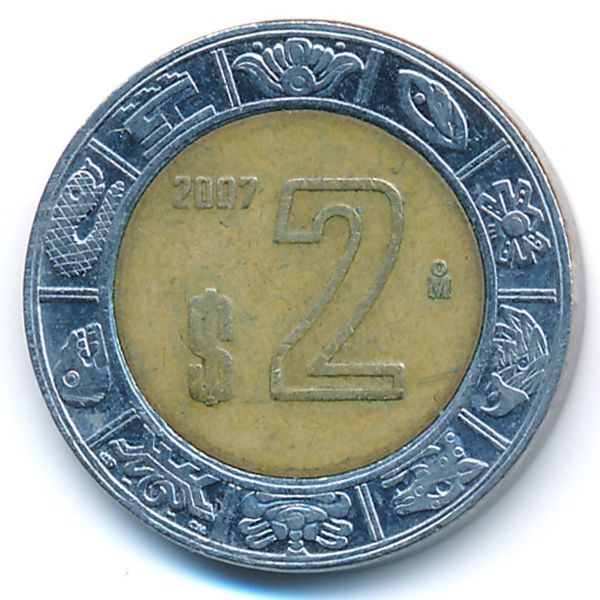 Мексика, 2 песо (2007 г.)