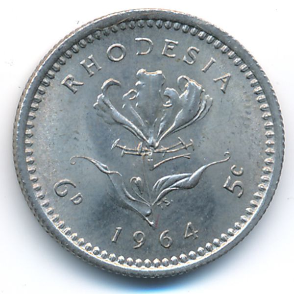 Родезия, 6 пенсов-5 центов (1964 г.)