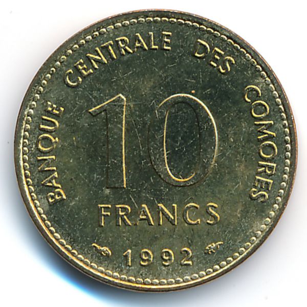 Коморские острова, 10 франков (1992 г.)