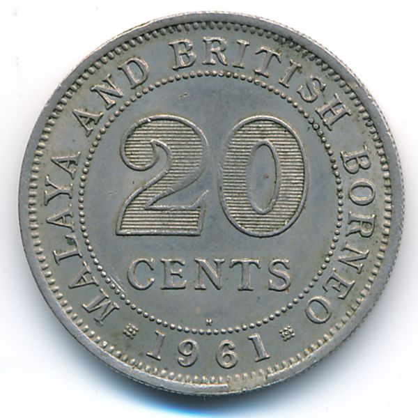 Малайя и Британское Борнео, 20 центов (1961 г.)