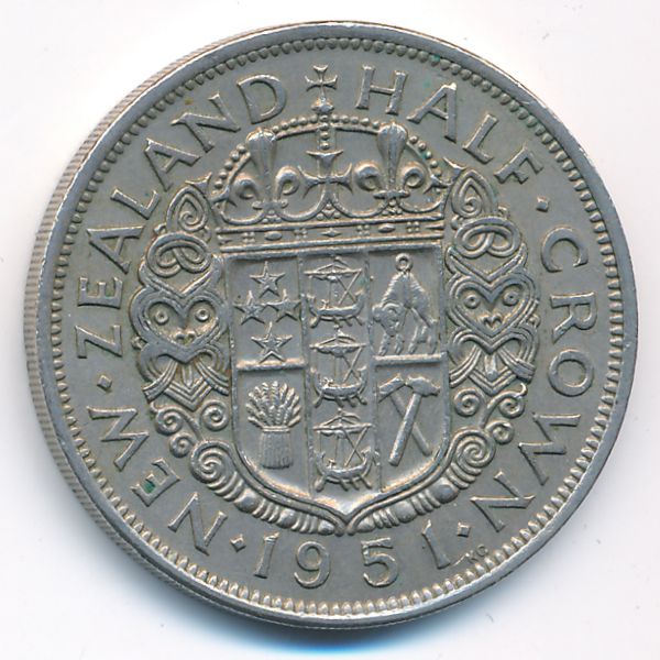 Новая Зеландия, 1/2 кроны (1951 г.)