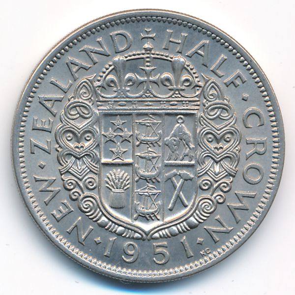 Новая Зеландия, 1/2 кроны (1951 г.)