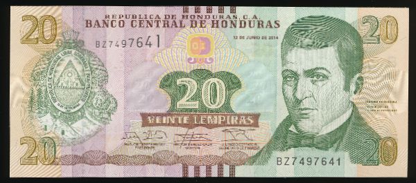 Гондурас, 20 лемпир (2014 г.)