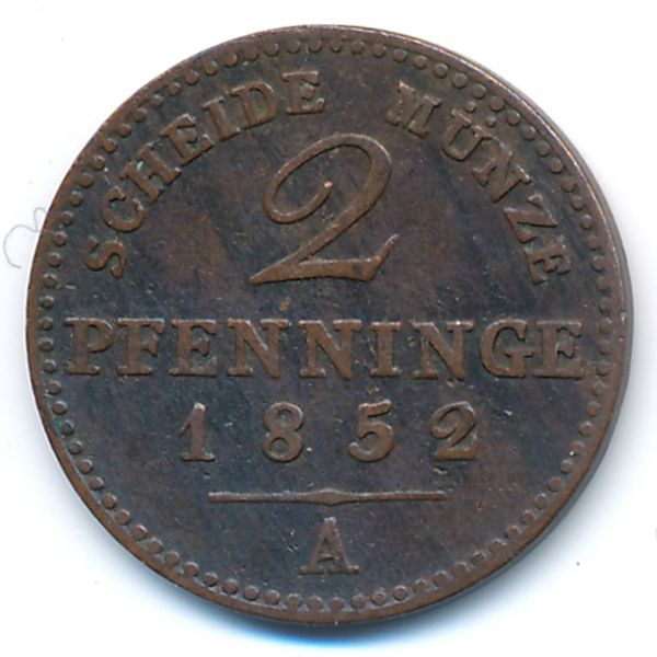 Пруссия, 2 пфеннинга (1852 г.)