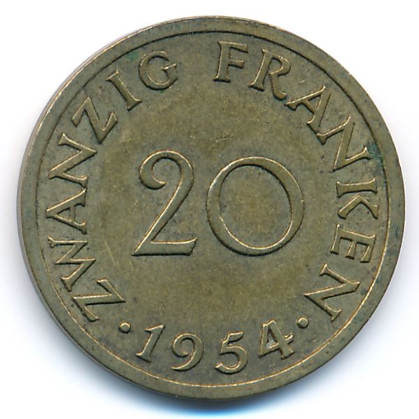 Саар, 20 франков (1954 г.)