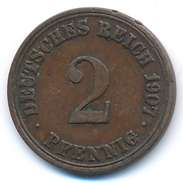 Германия, 2 пфеннига (1907 г.)