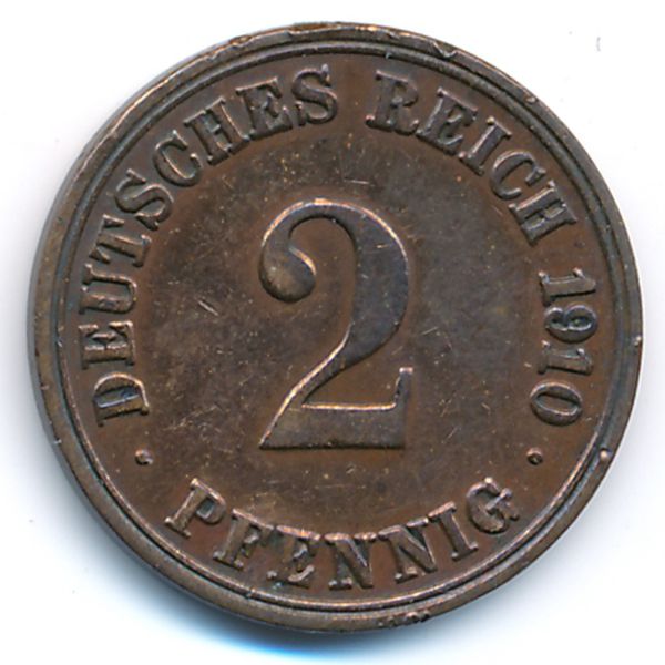 Германия, 2 пфеннига (1910 г.)