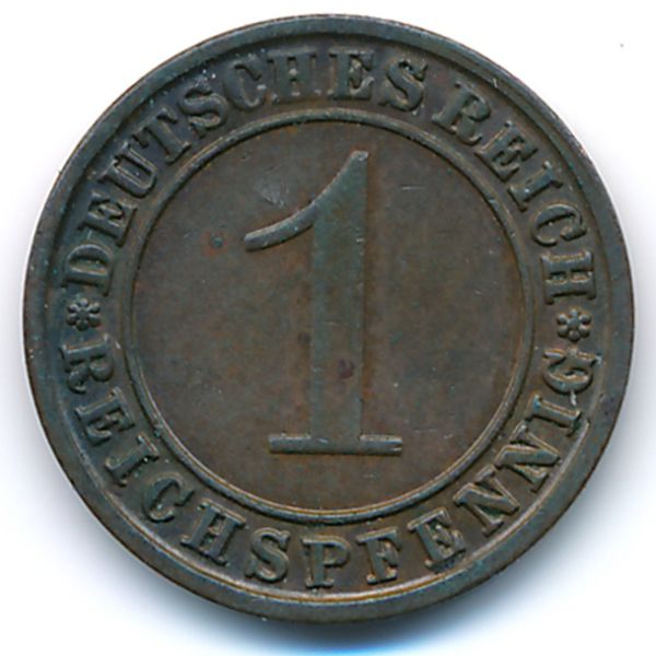 Веймарская республика, 1 рейхспфенниг (1925 г.)